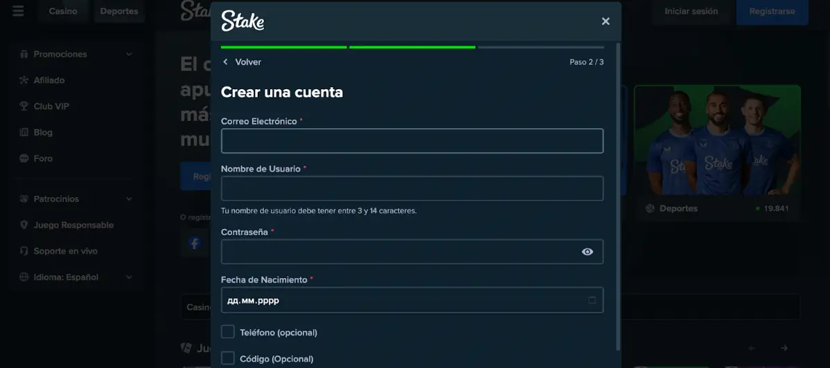 Cómo registrarse en Stake